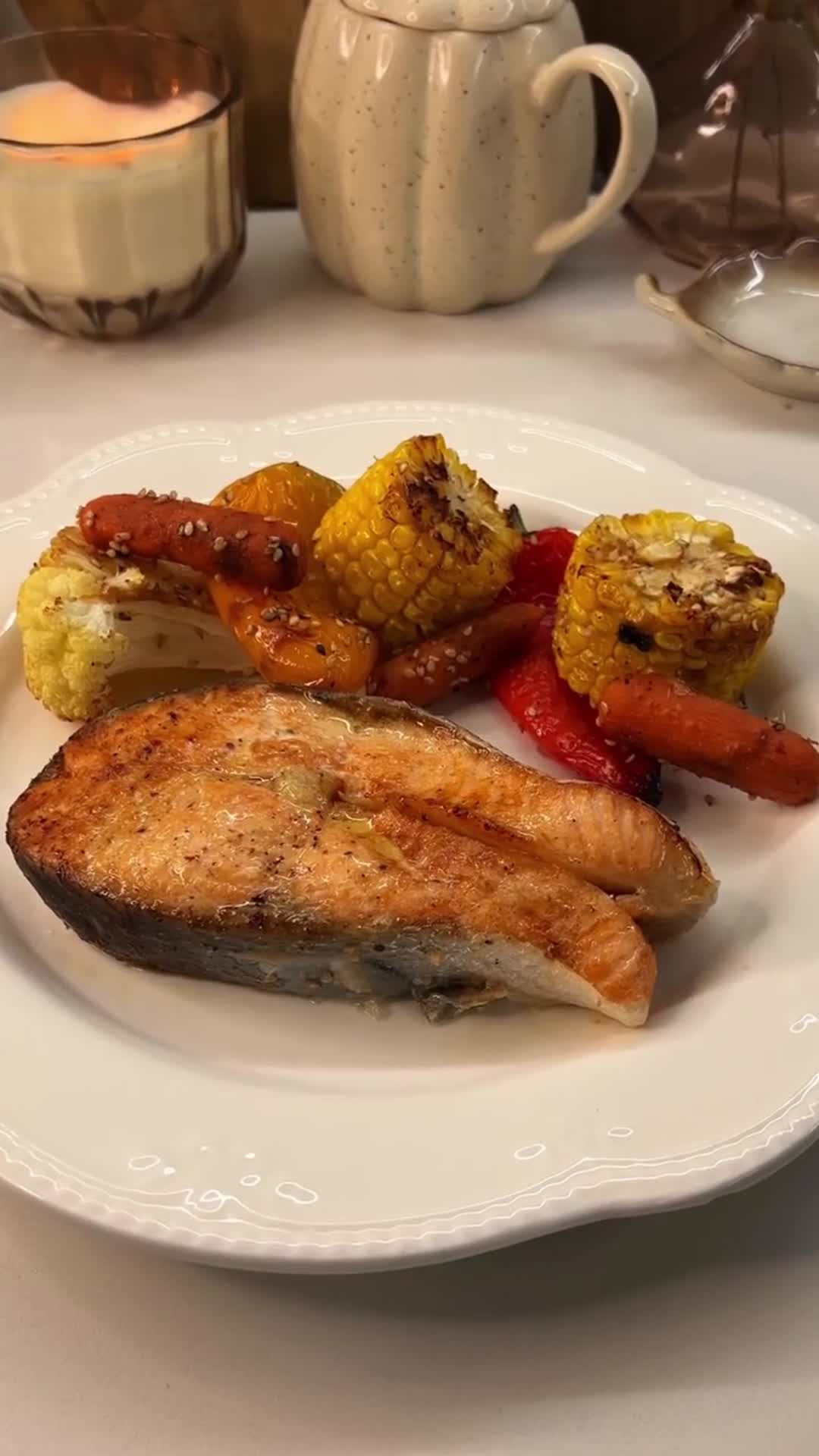 Стейки лосося с лимоном