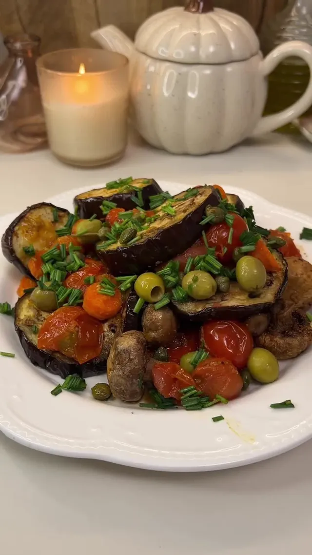 Овощи-гриль с оливками и каперсами