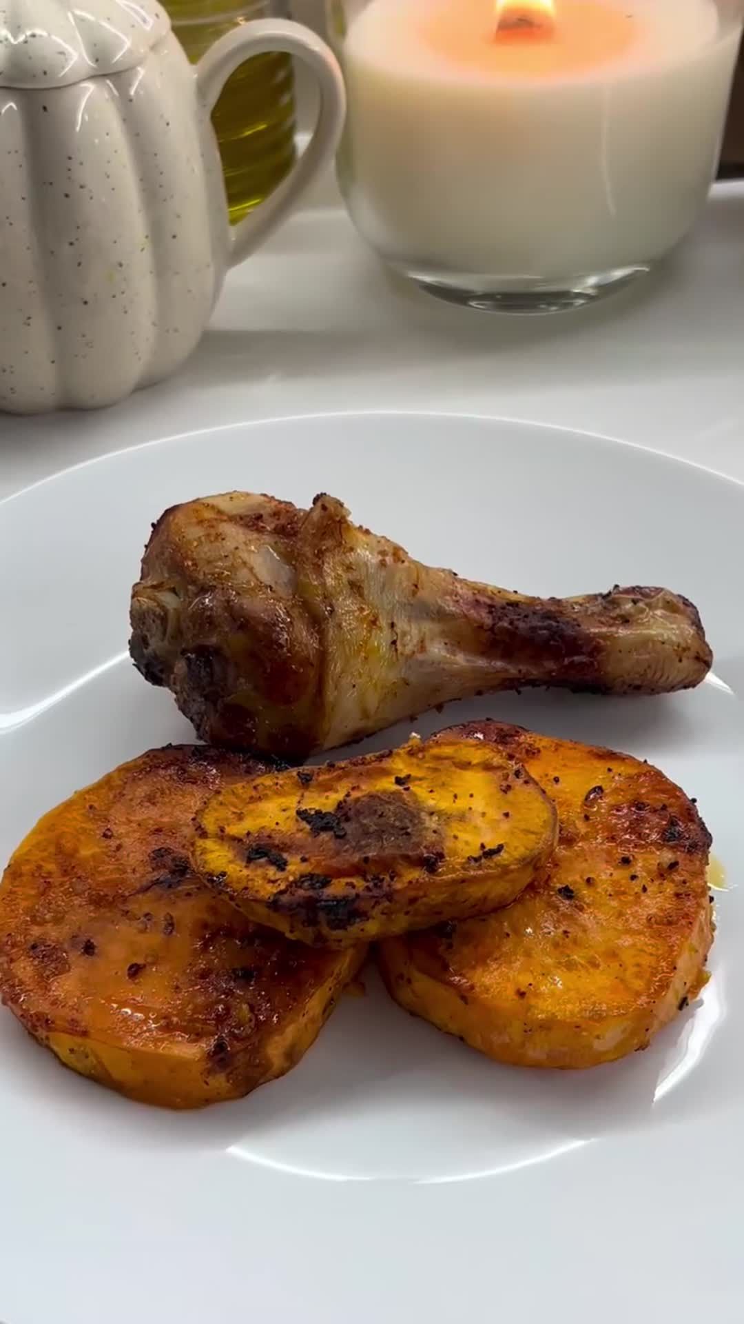 Куриные голени с бататом в медовом маринаде