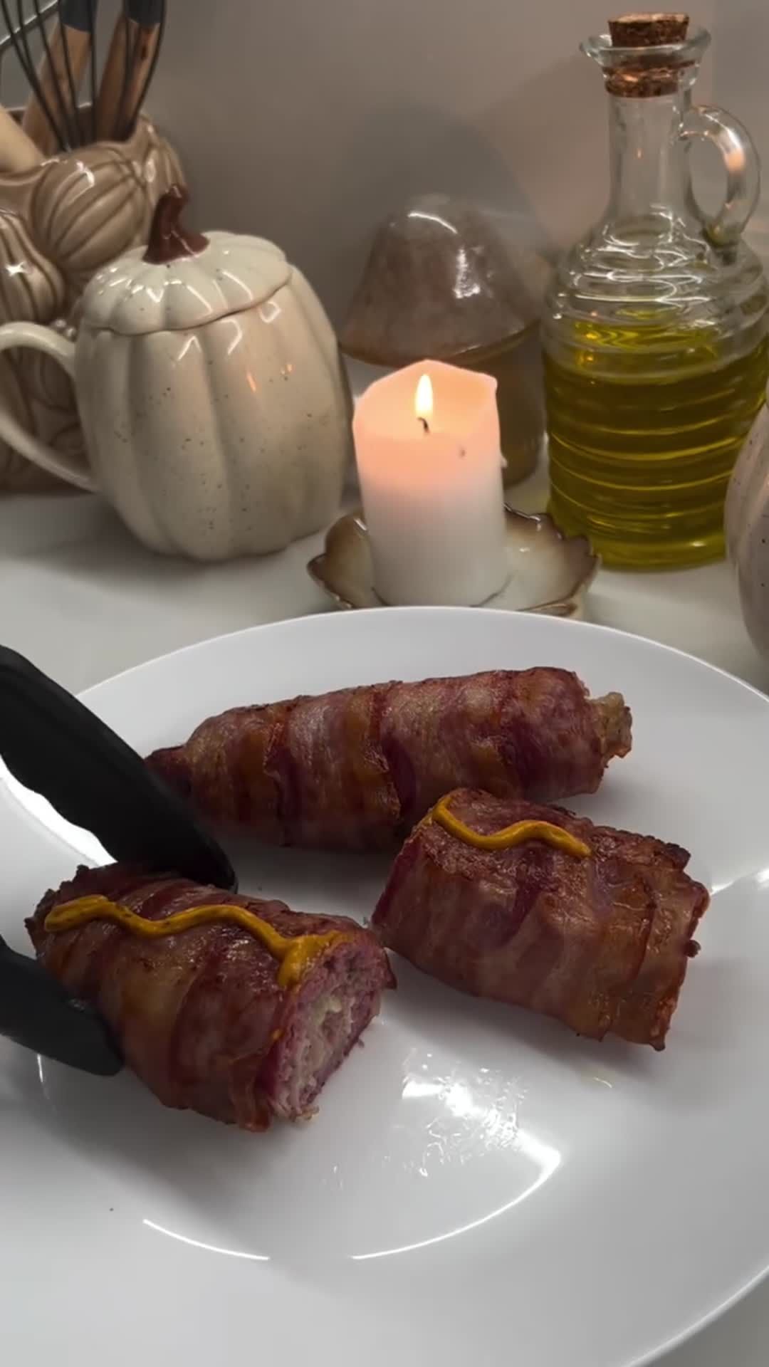 Мясной рулет в беконе с сырной серединой