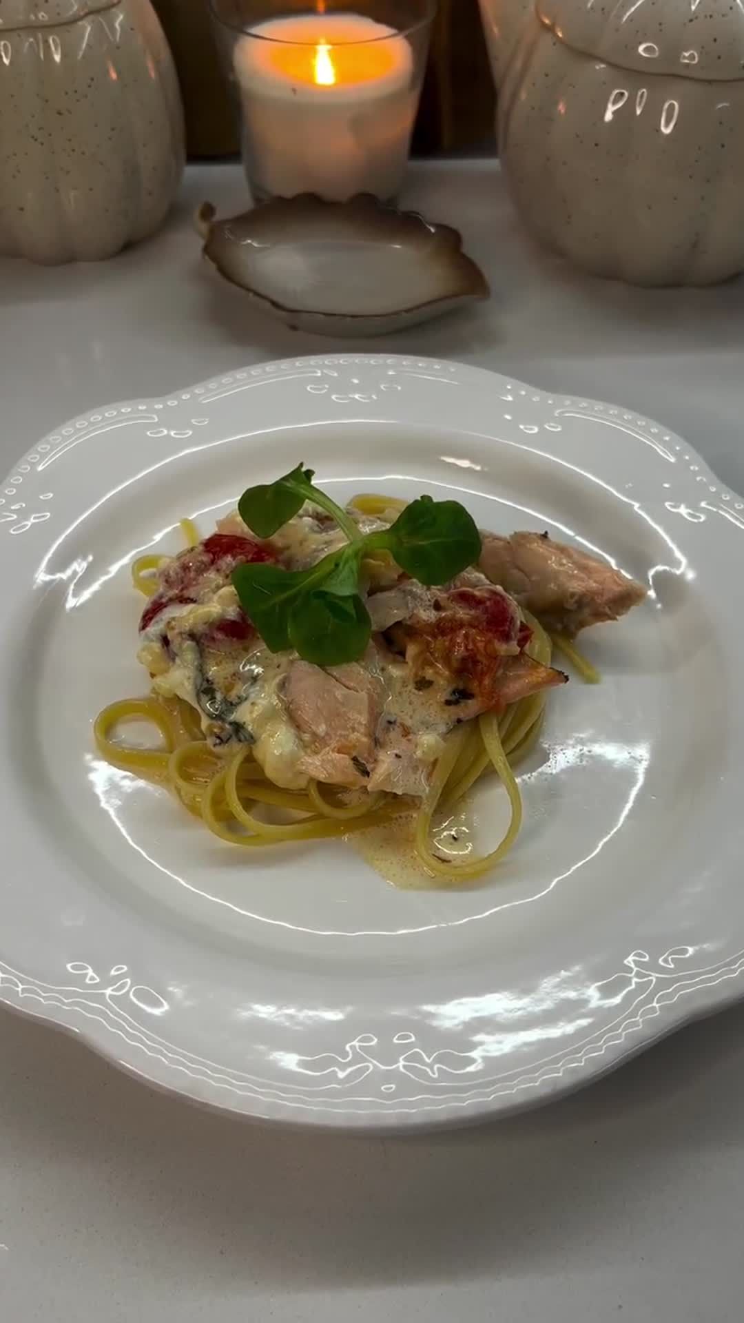 Salmon Pasta with Baked Feta