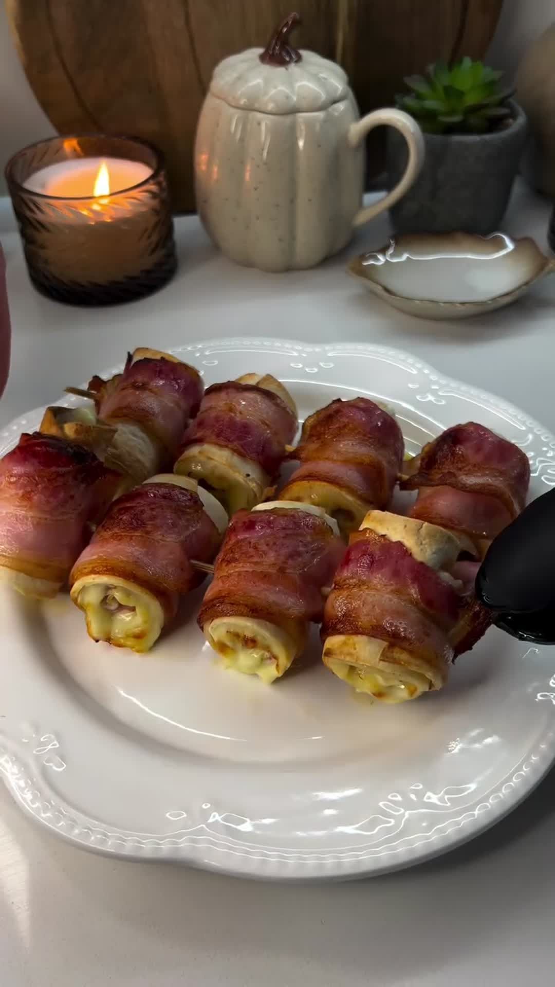 Bacon-Wrapped Tortilla Rolls with Ham