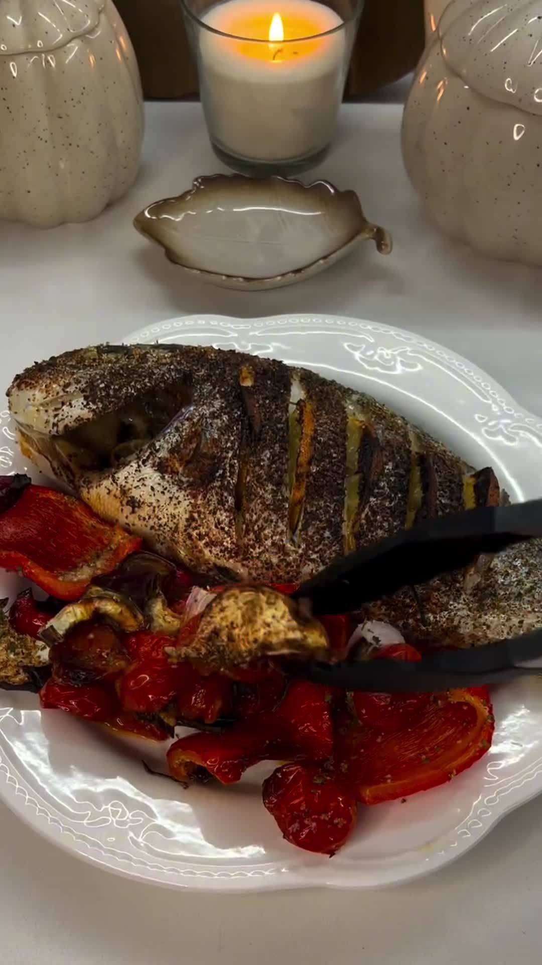 Whole Sea Bream with Vegetables and Lemon