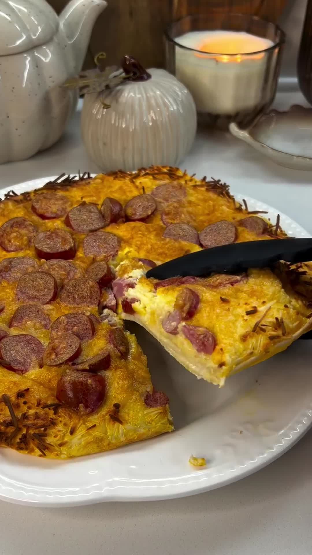 Tortilla Omelette Pizza with Sausage