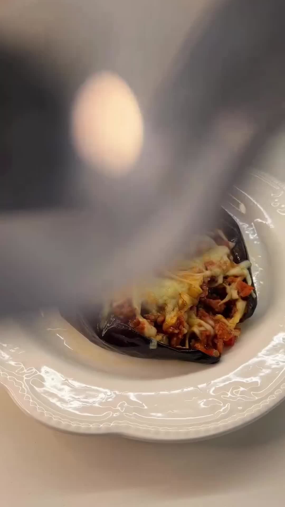 Eggplants Stuffed with Ground Beef under Cheese
