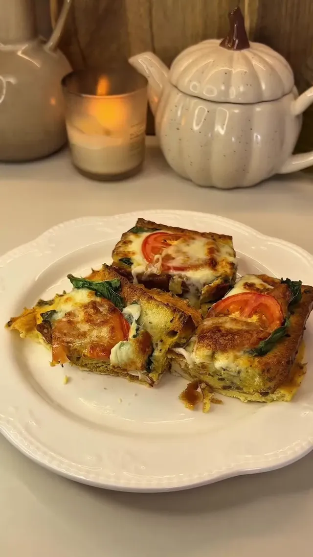 Baked Eggy Bread with Spinach and Mozzarella