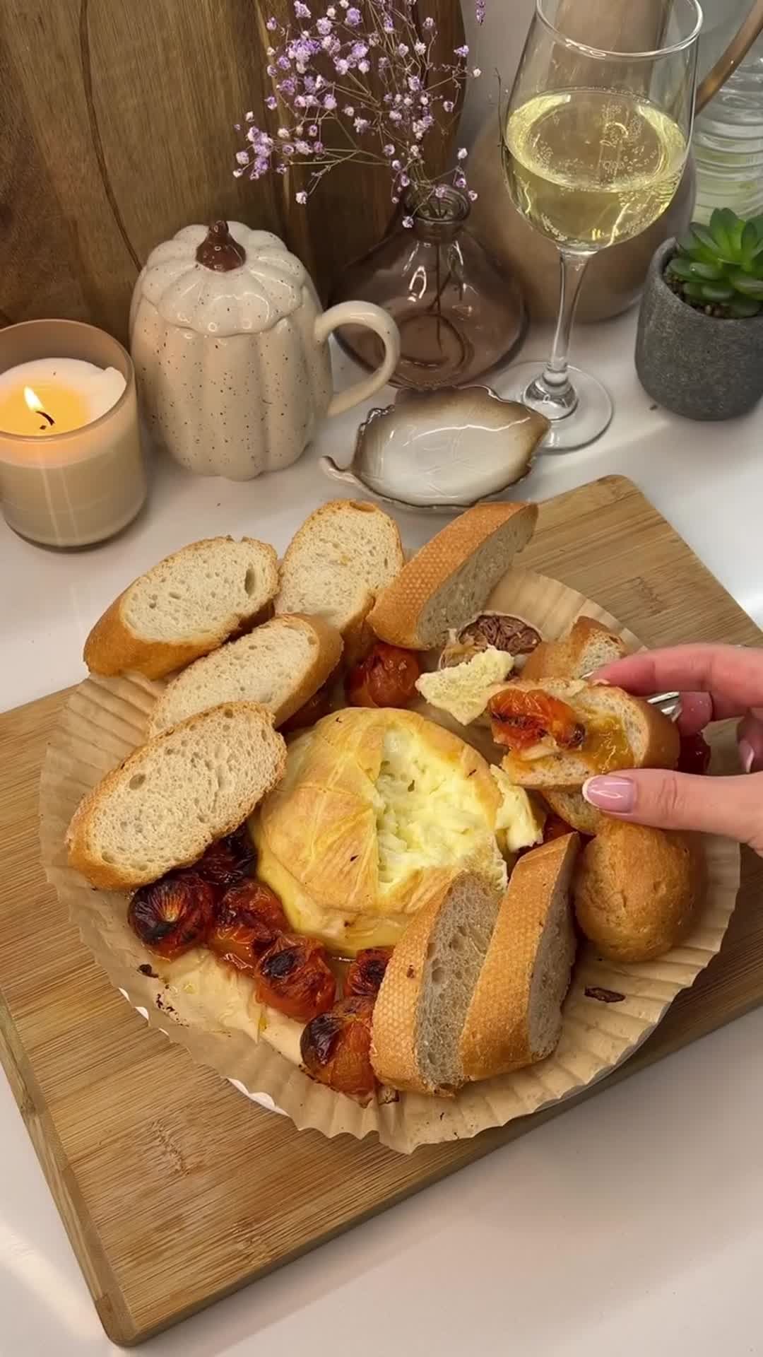Baked Camembert with Cherry Tomatoes and Garlic