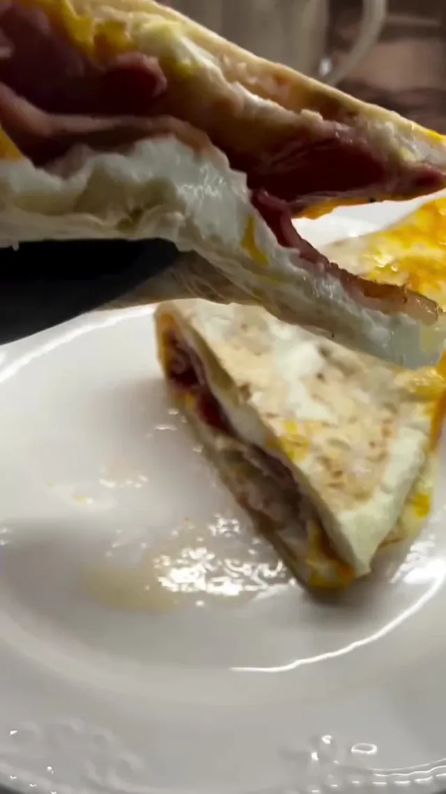 Tortilla Breakfast Folded with Egg and Bacon