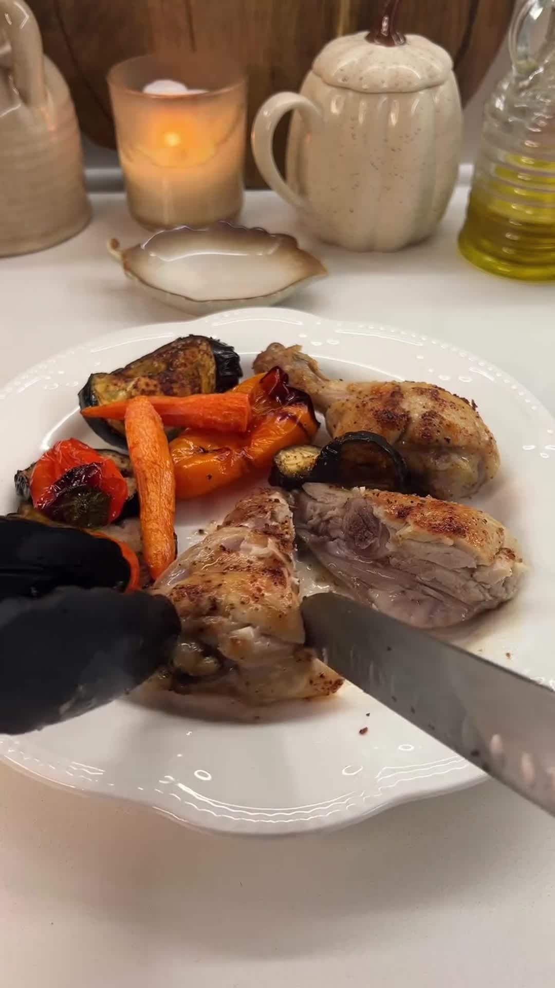 Chicken Legs over a Bed of Vegetables
