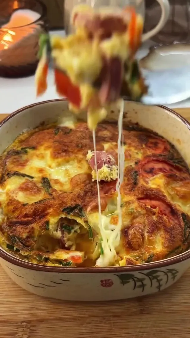 Omelette with Sausage, Tomatoes and Mozzarella