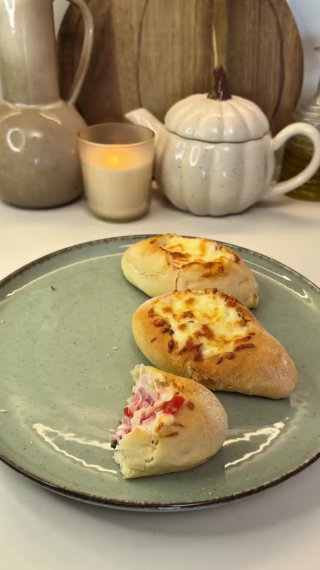 Bread Rolls Stuffed with Ham and Cheese