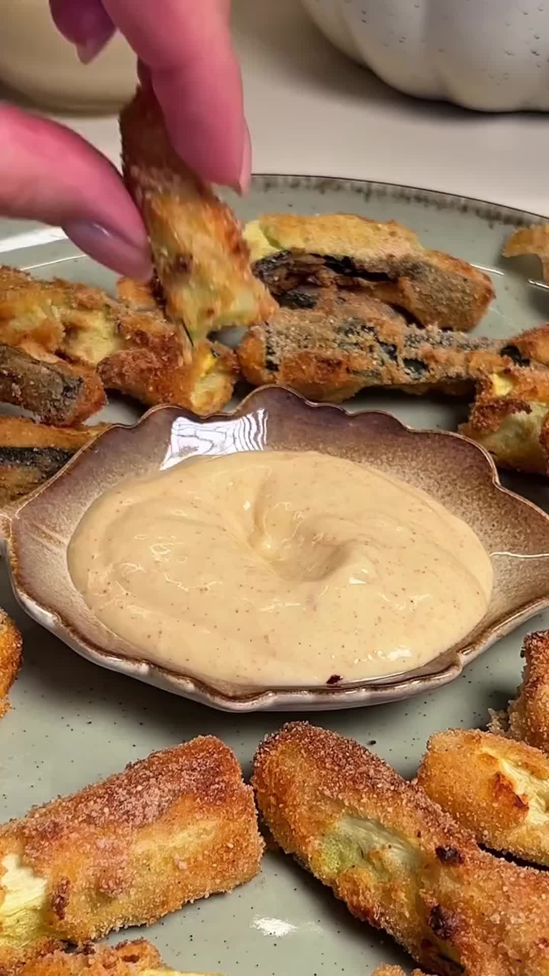 Breaded Zucchini Sticks with Sour Cream Dip