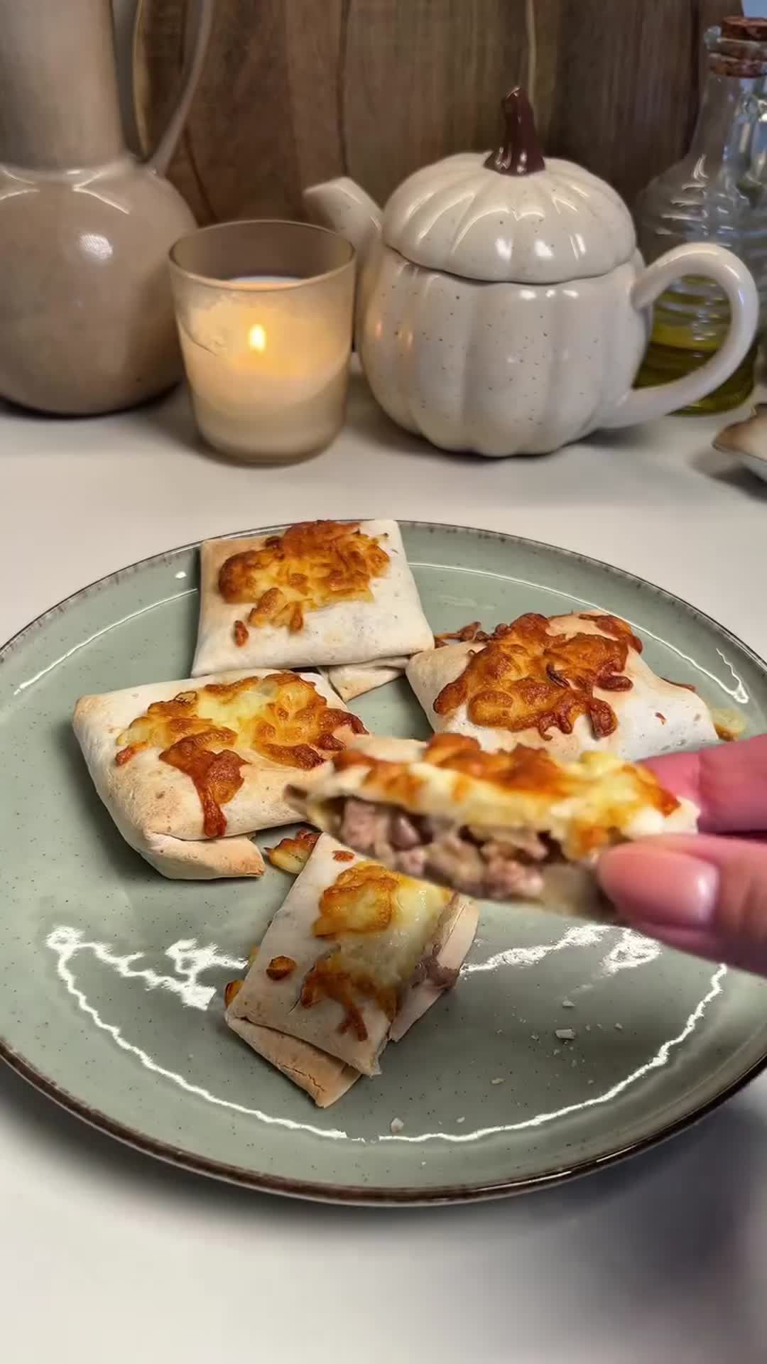 Tortilla Parcels with Ground Beef under Cheese