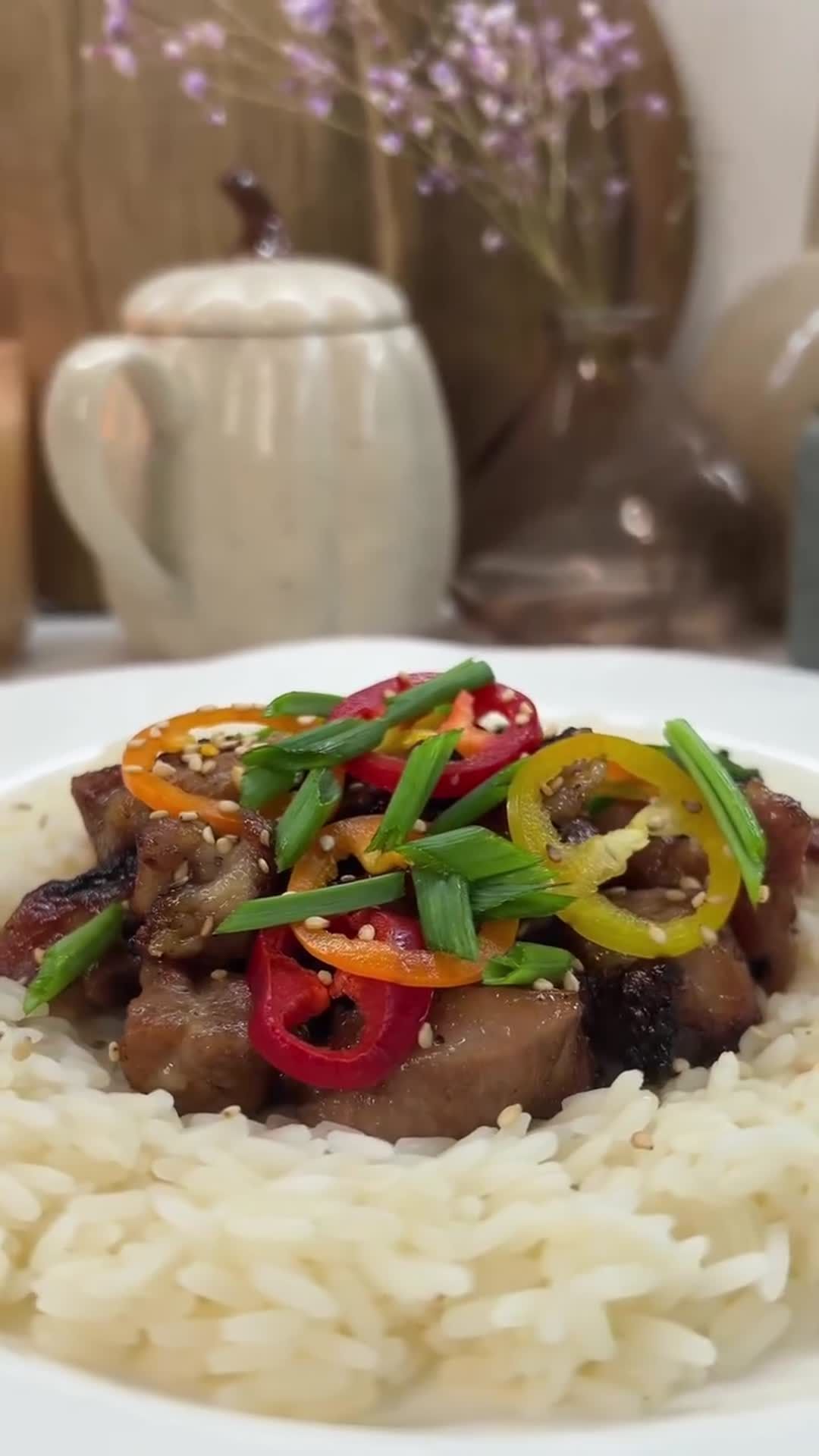 Soy Honey Pork over Rice