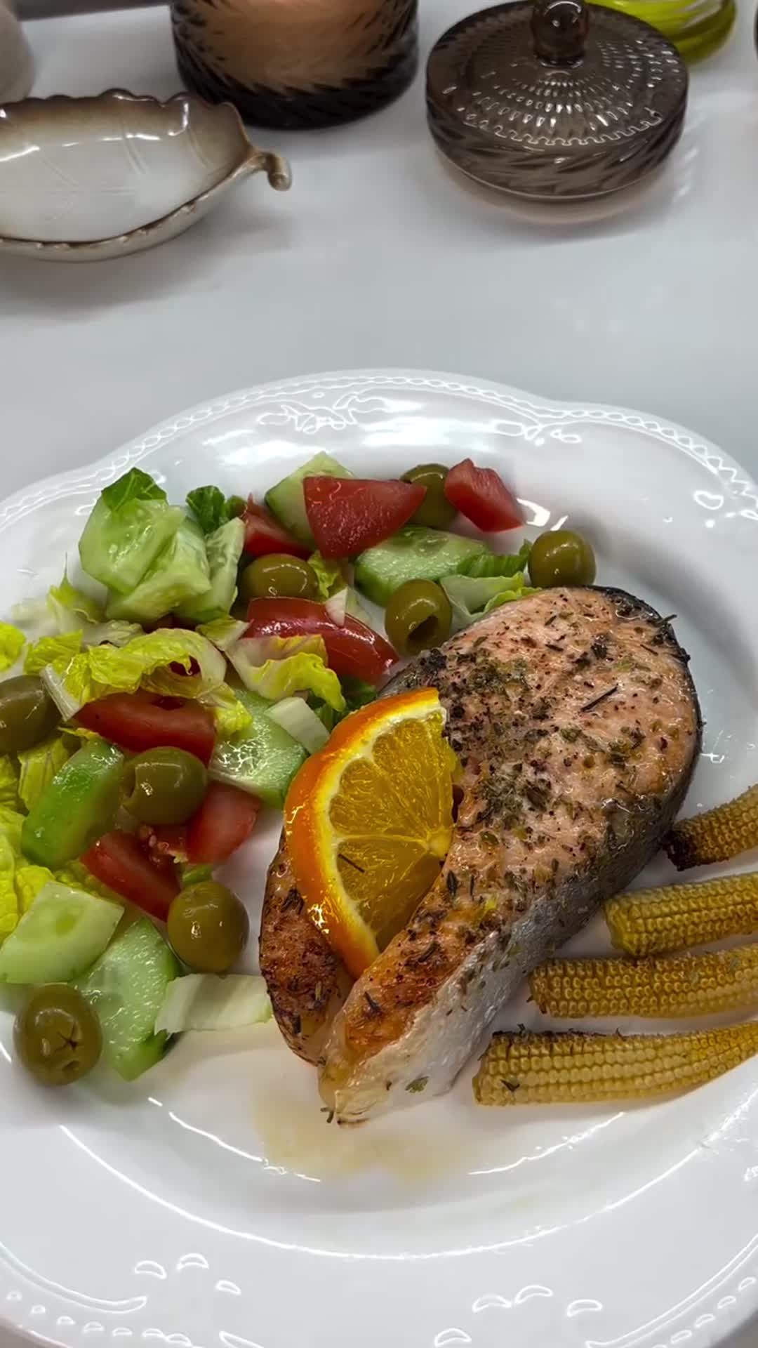 Salmon en Papillote with Orange and Baby Corn