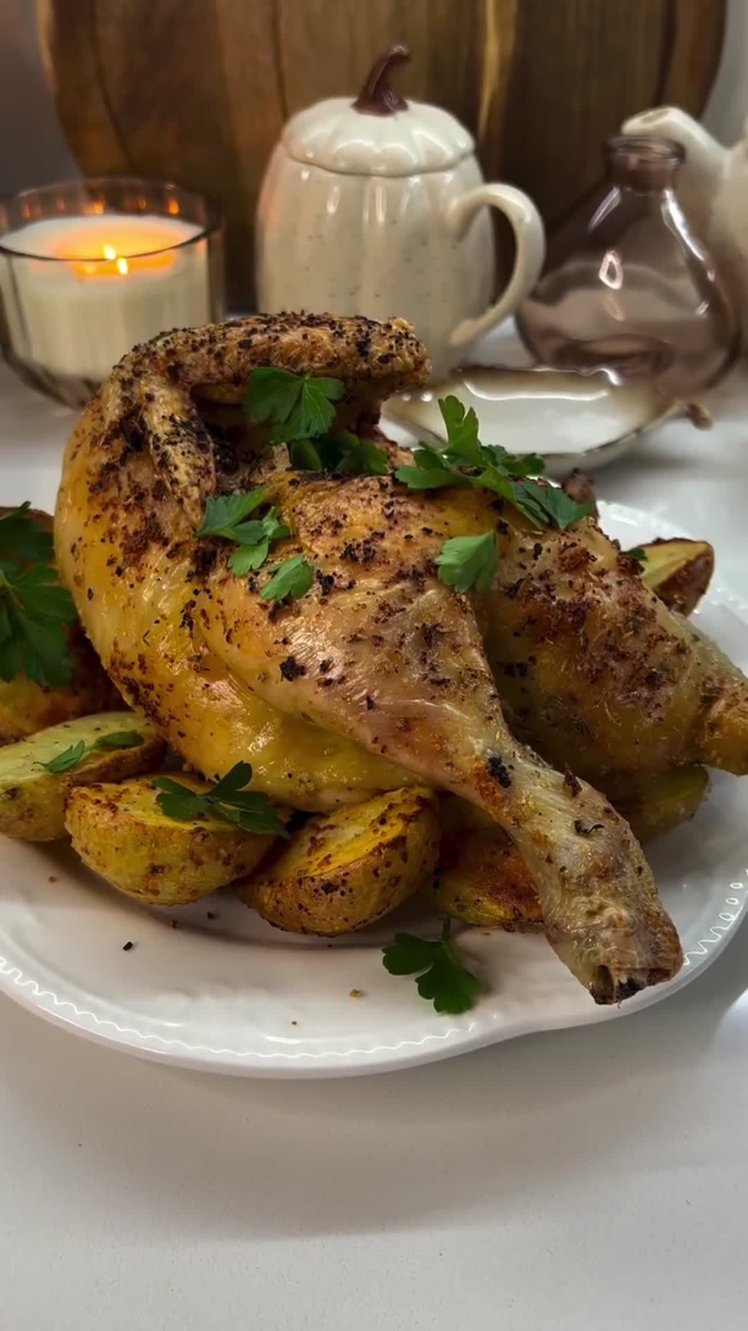 Whole Roast Chicken with Garlic and Potatoes