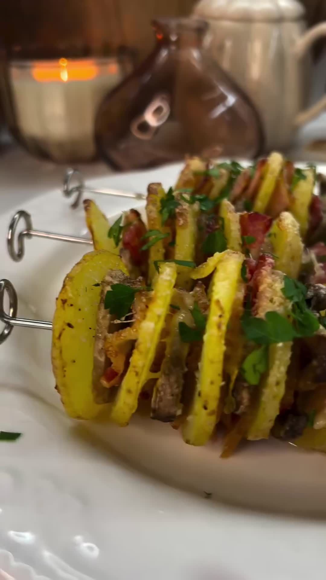 Potato Skewers with Bacon and Mushrooms