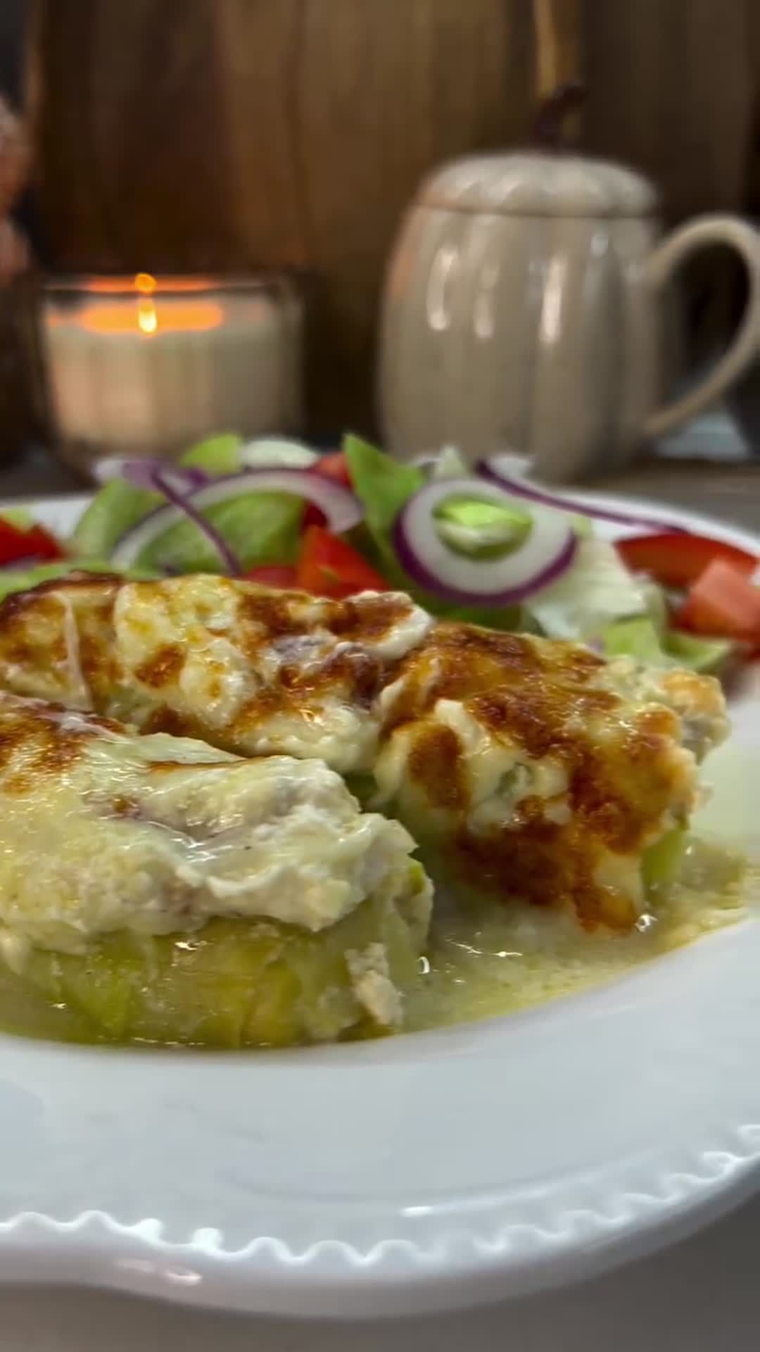 Zucchini Rolls with Chicken under Cheese
