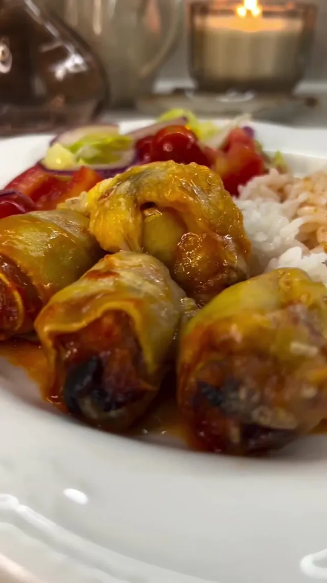 Zucchini Rolls with Meatballs in Tomato Sauce