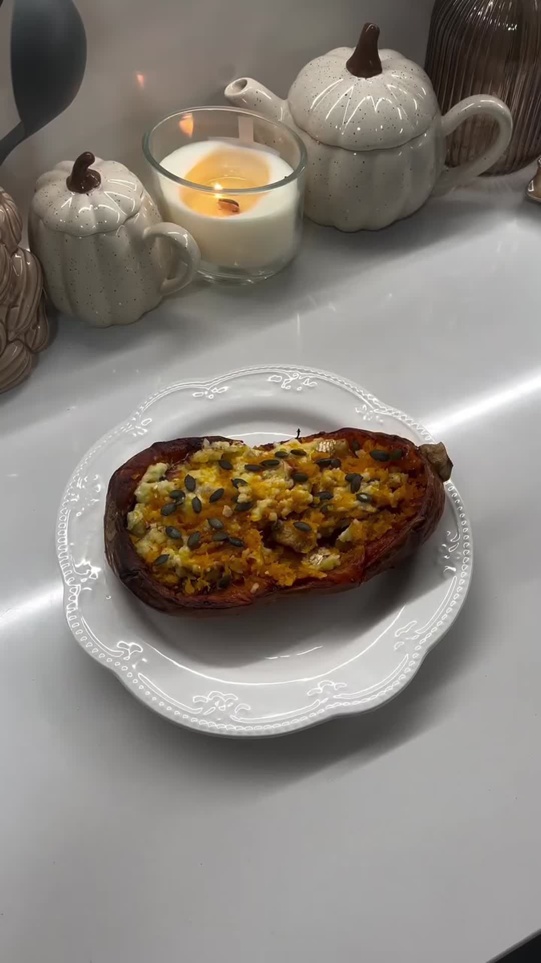 Roast Squash with Garlic and Brie