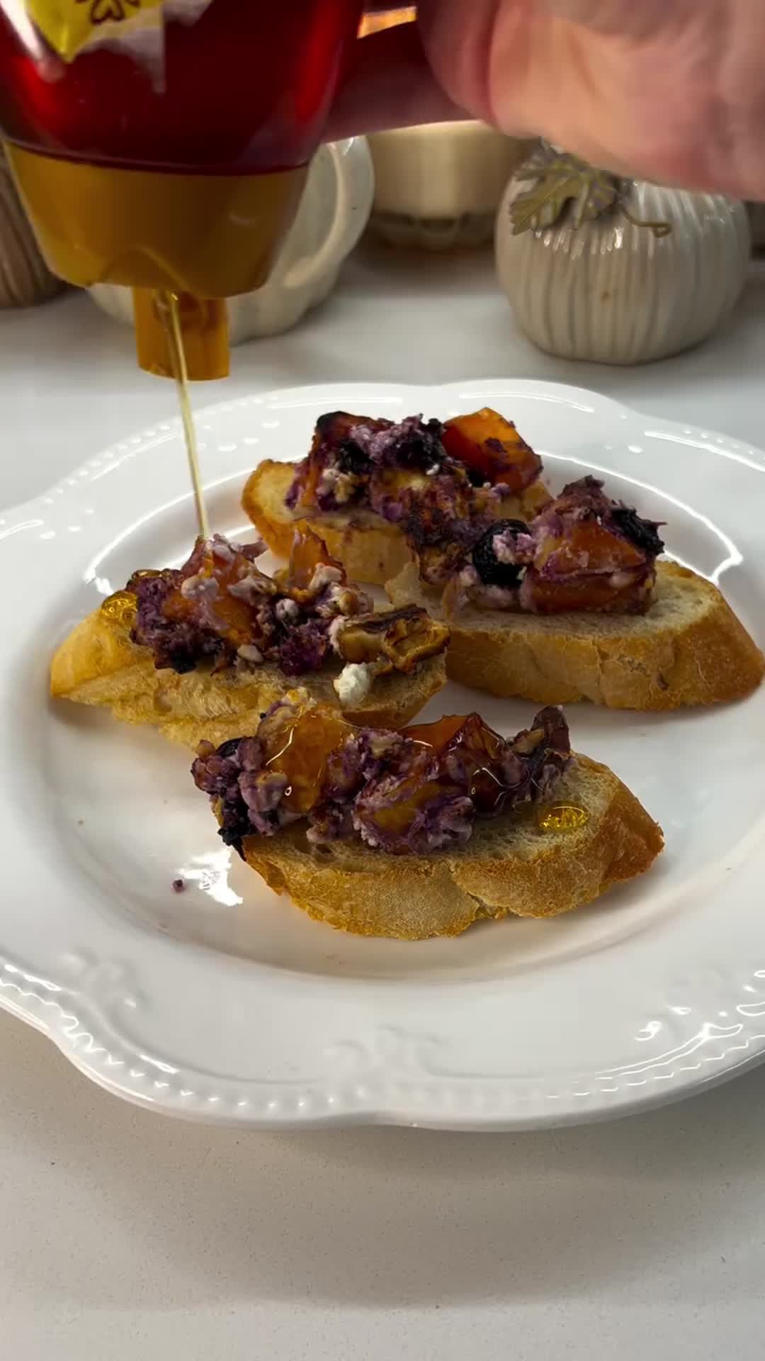 Bruschetta with Roast Squash, Feta and Blueberries