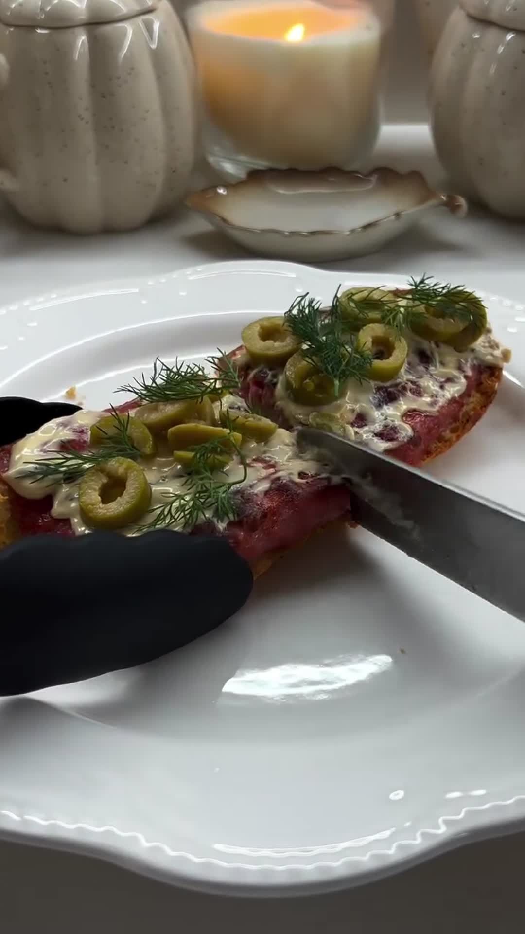 Baguette with a Meat Layer and Cheese Sauce