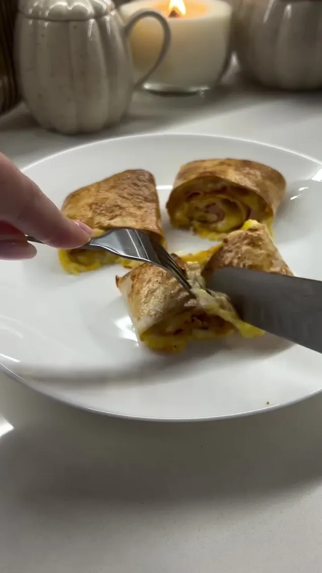 Tortilla Rolls with Ham in Egg Custard