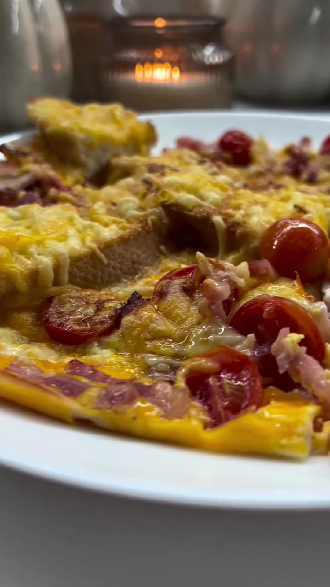 Breakfast Bake with Baguette, Ham and Bacon